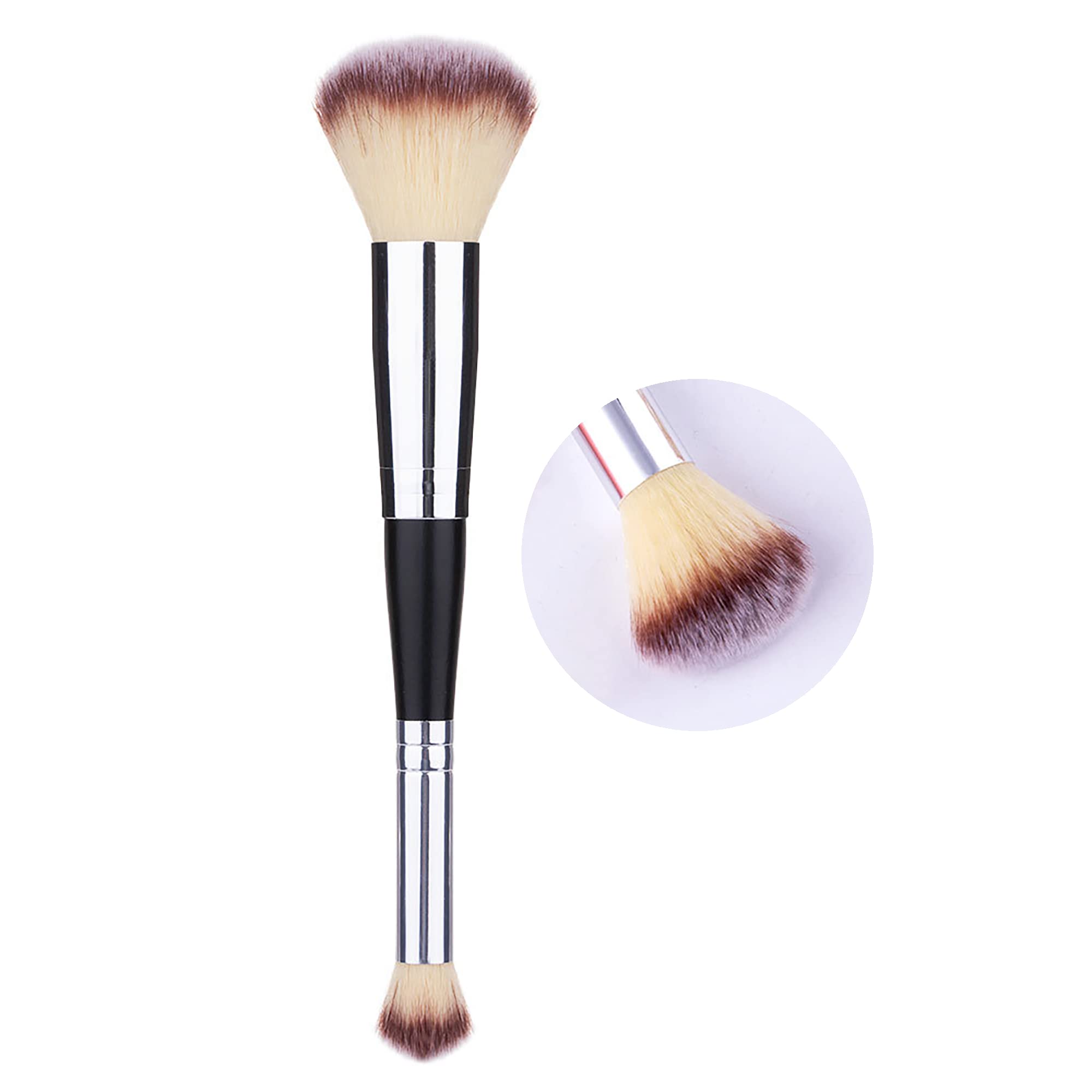 IRYNA Foundation Brush for Liquid Makeup,2-in-1 Contour Brush,Concealer Brush,Makeup Brush for Buffing Blending Sculpting Highlight Contouring,Double Ended Makeup Brush