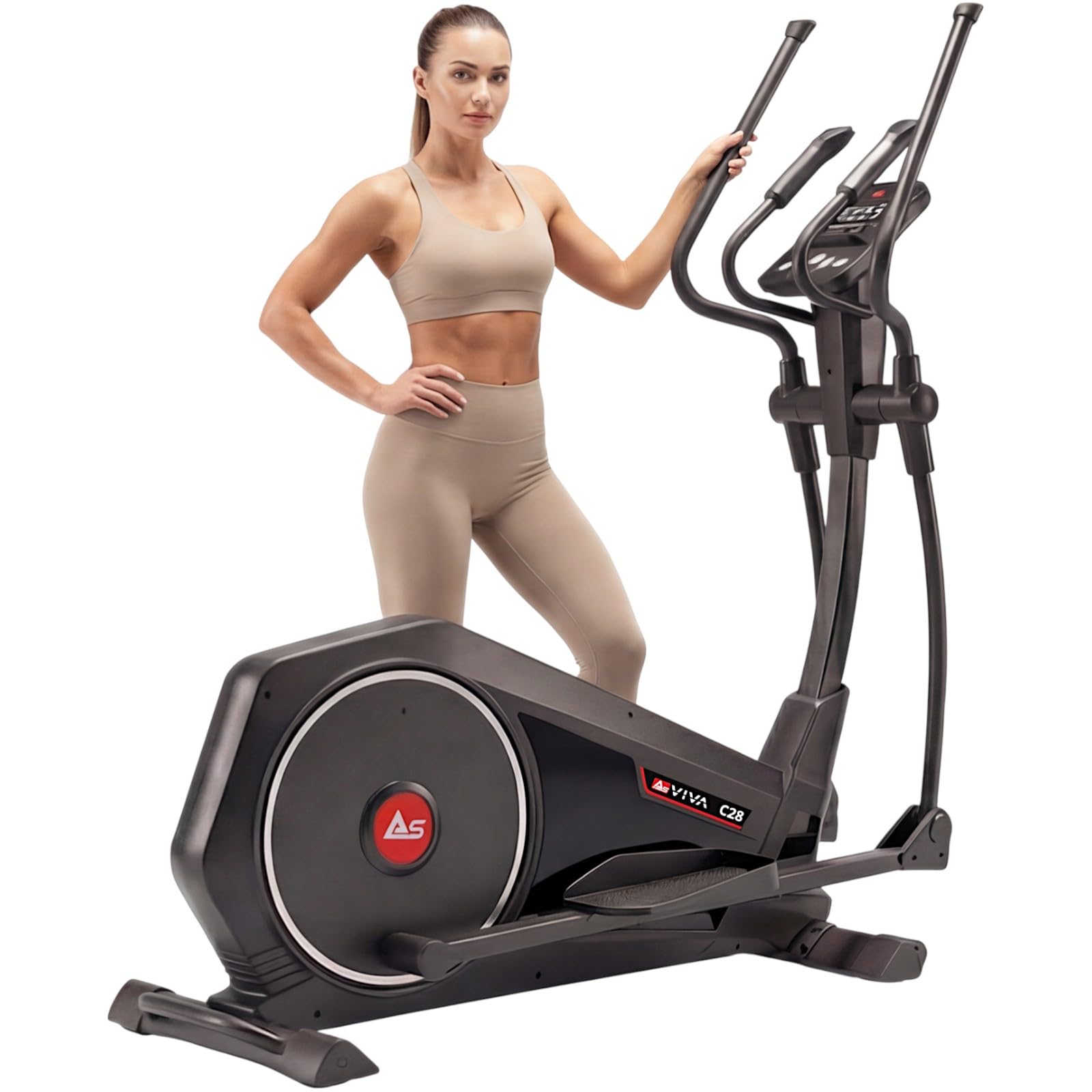 AsVIVA C28 Pro Crosstrainer, Ellipsentrainer Heimtrainer, 16 kg Schwungmasse, elektrischer Widerstand, Pulsmessung, leise, für Zuhause
