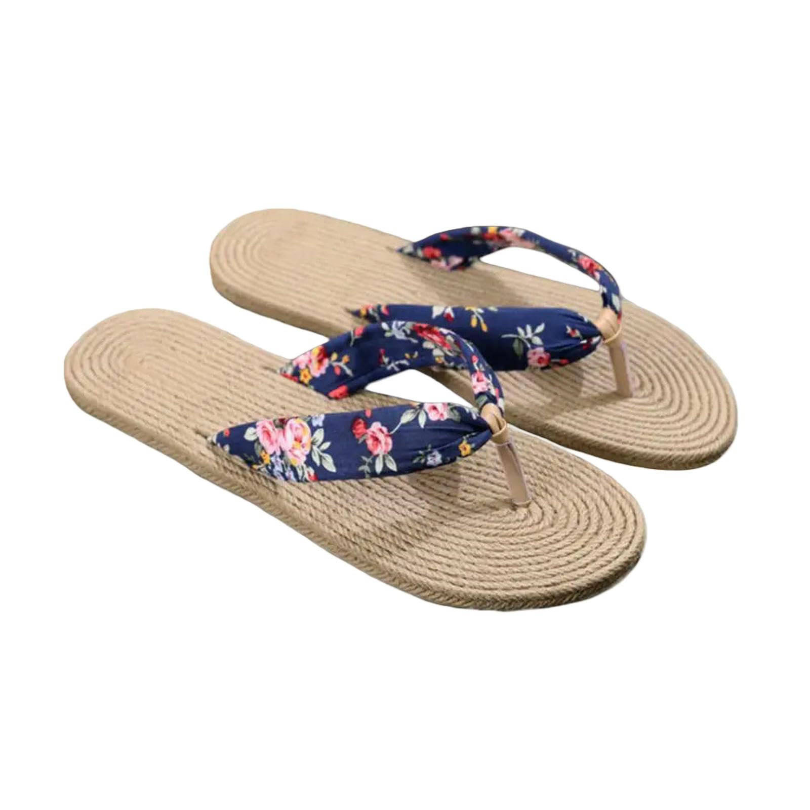 ZSLFCBD Summer Slippers Shoes Women Sandals Anti-slip Flip Flops Floral Beach Thongs Slippers-blue Floral-35
