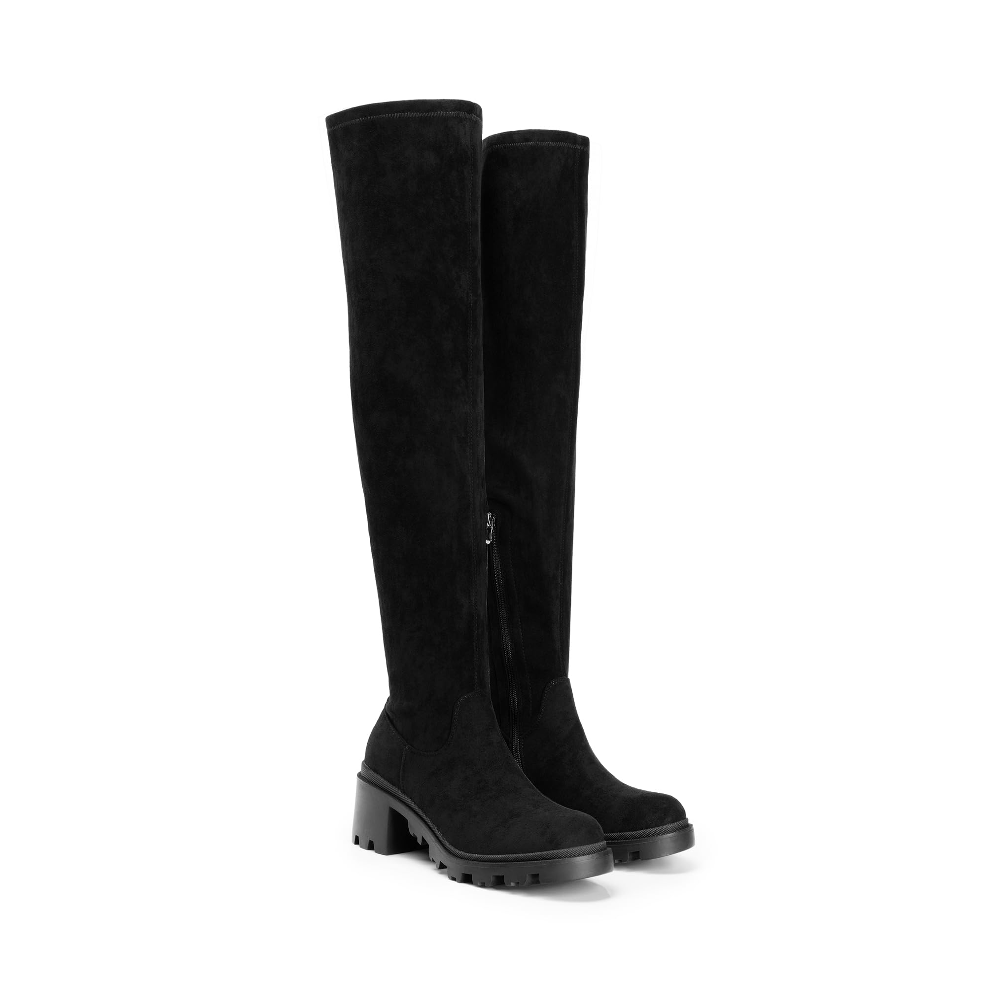 DREAM PAIRS Damen Klassische Overknee Kniehohe Stiefel mit spitzer Zehenpartie und Blockabsatz und seitlichem Reißverschluss