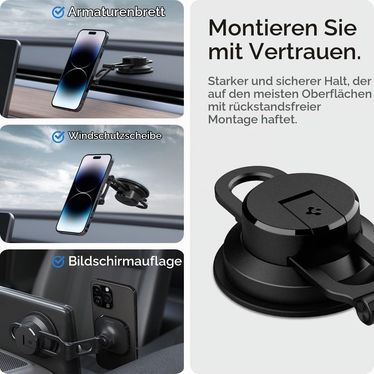 Spigen OneTap 3 Magfit Magsafe Autohalterung, Magnetische Handyhalterung Auto Magnet Armaturenbrett und Windschutzscheibe, Handyhalter für iPhone 17/16/15/14/13/12 Pro Max Air Pro Plus, Magsafe Hülle