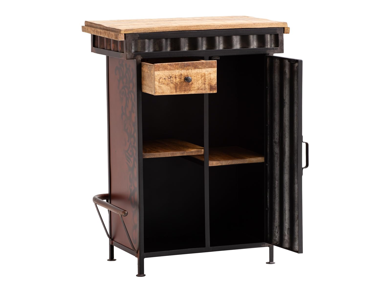 Woodkings Bartresen Hollowhorn Stehtisch 75x100x42 cm aus Metall & Mangoholz Tresen Braun Gold für Hausbar Wohnzimmer Ladentheke Empfangstresen Werkstatt
