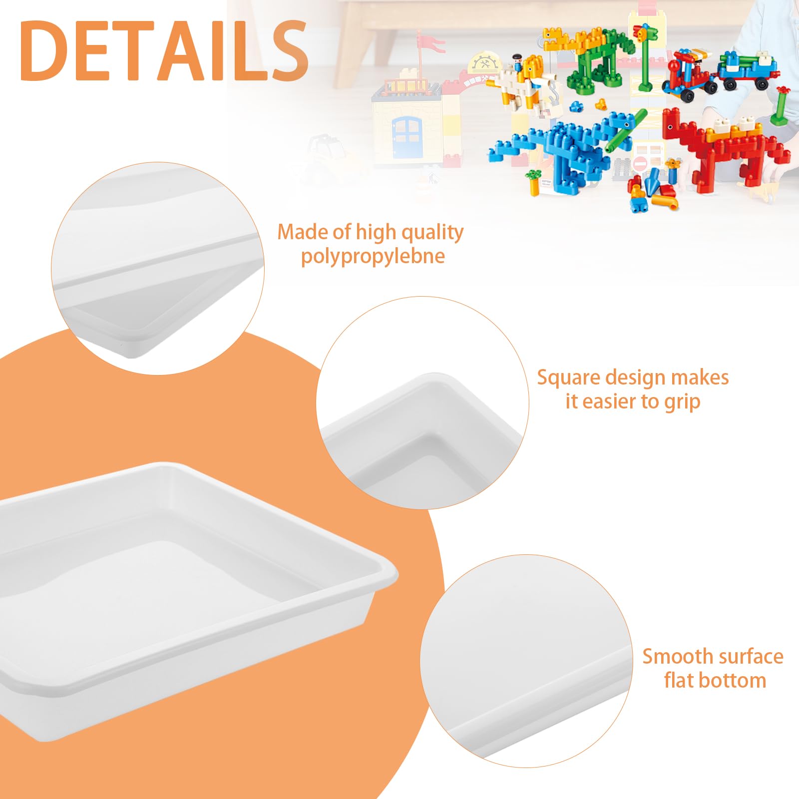 CYEER 20 Stück Kunststoff Tablett Weiß 28x21x3cm, Rechteckige Basteltabletts für Kinder, Aktivitätstablett für Malen, Perlen & Bausteine, Stapelbare Serviertabletts für Schule & Haushalt