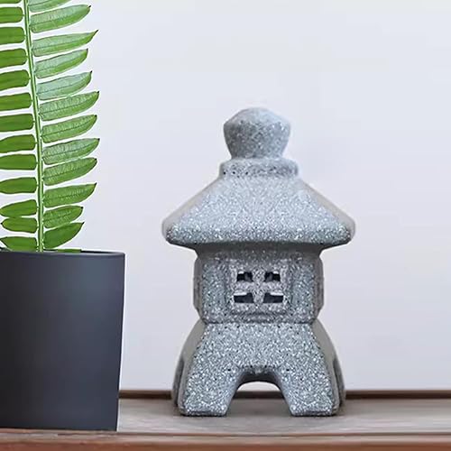 Miniatura 2 de OwMell Farol de pagoda de estilo japonés en miniatura para jardín, interior y exterior, estatua Zen Garden Decor Pagoda de arcilla de 7.5 pulgadas