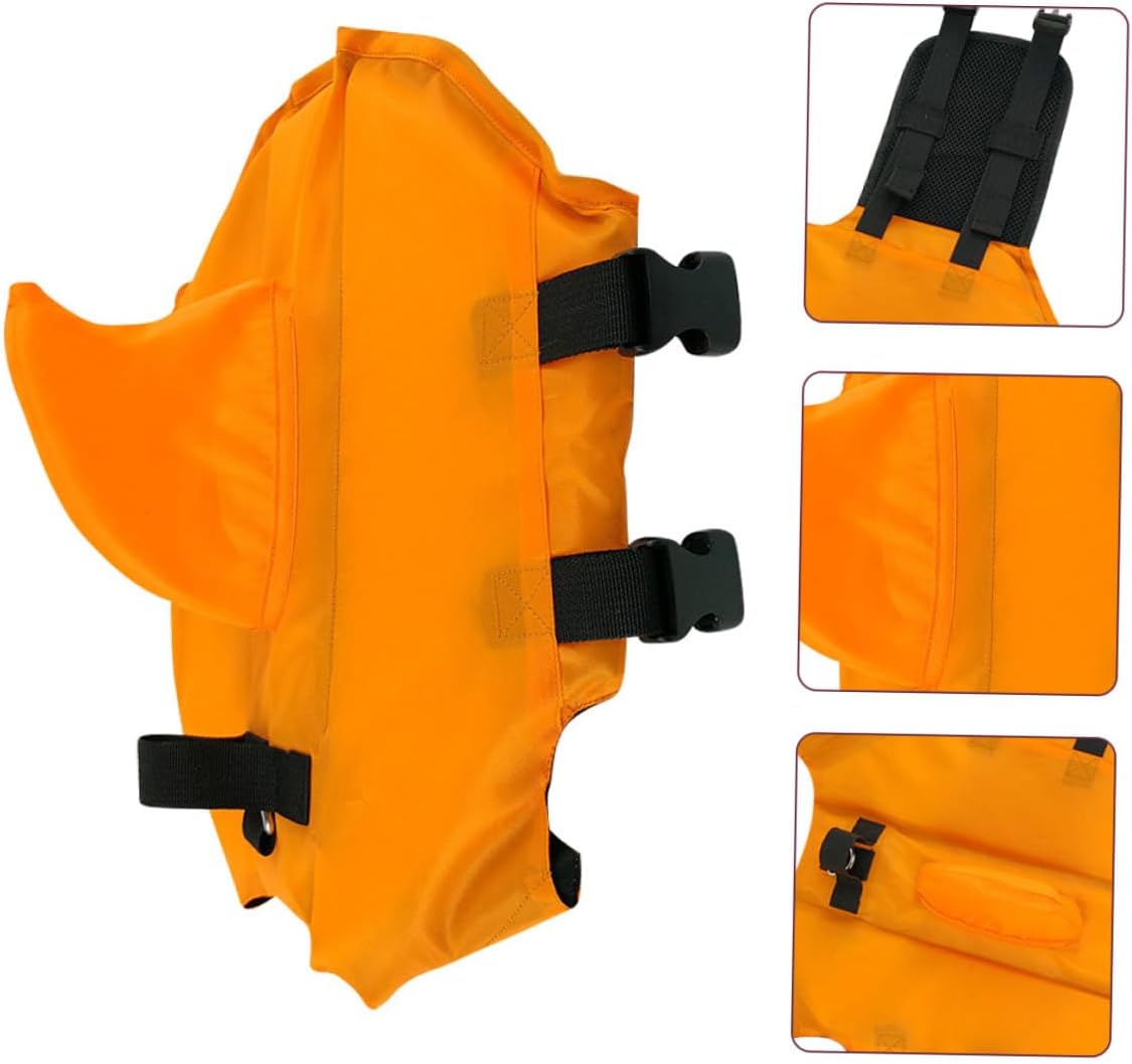 SUPVOX Dog Shark Fin Swim Vest Adjustable Orange Large Puppy Safety Life Jacket with Handle for Boating and Swimming