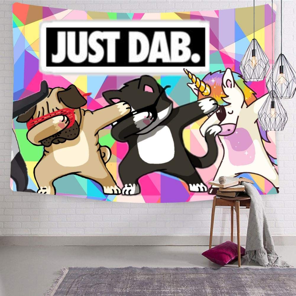 HSUIHA Wall Tapestry Unicorn Dabbing Funny Dab Dance Wall Art Decoration Tapestry Wall Hanging for Living Room Bedroom Dorm Decor 51.2 x 59.1 Inch