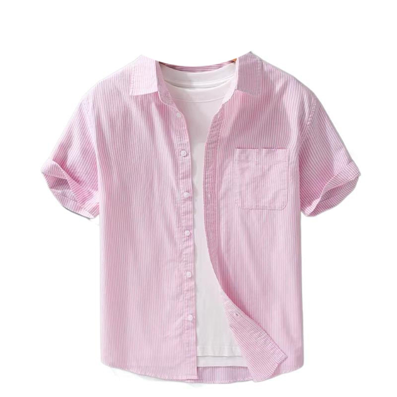 Camicetta Streetwear da Uomo a Righe a Taglio Slim, Colletto abbattuto, Top Casual Estivo