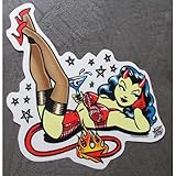  hotrodspirit - Sticker pin up diablesse allongé Verre Martini Autocollant