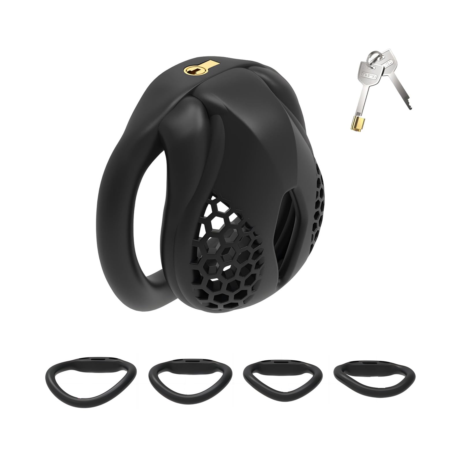Cage Chastetée pour Homme Cage de Chasteté Pénis avec 4 Anneaux de Tailles Différentes Ceintures de Chasteté avec Serrure Invisible pour le Bondage du Pénis Sex Toys Chastity Cage (Micro,Black)