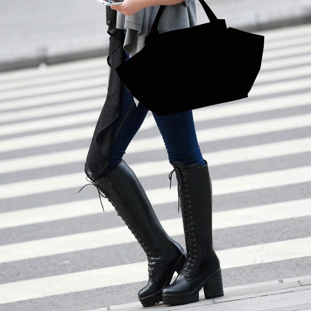 Miniatura 6 de Parisuit - Botas góticas de tacón alto con cordones para mujer, botas de combate con cremallera lateral