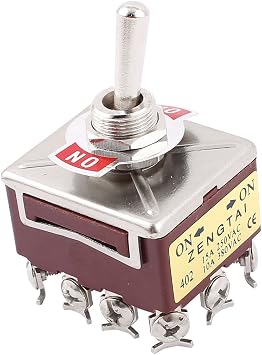 Uxcell Toggle Switch, AC 15A/250V, 10A/380V, On, 2-Position, 4-Pole Double