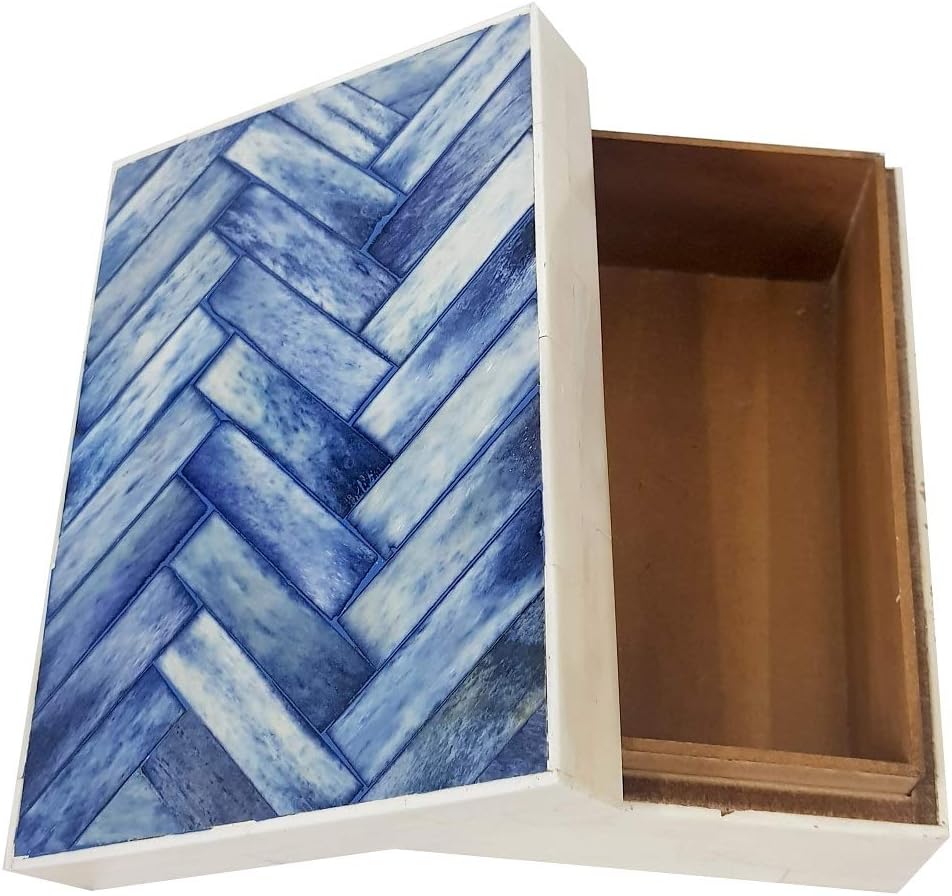 Handmade Jewelry/Storage Keepsake Decorative Box With Bone Inlay Chevron Mosaic Pattern : Home & Kitchen