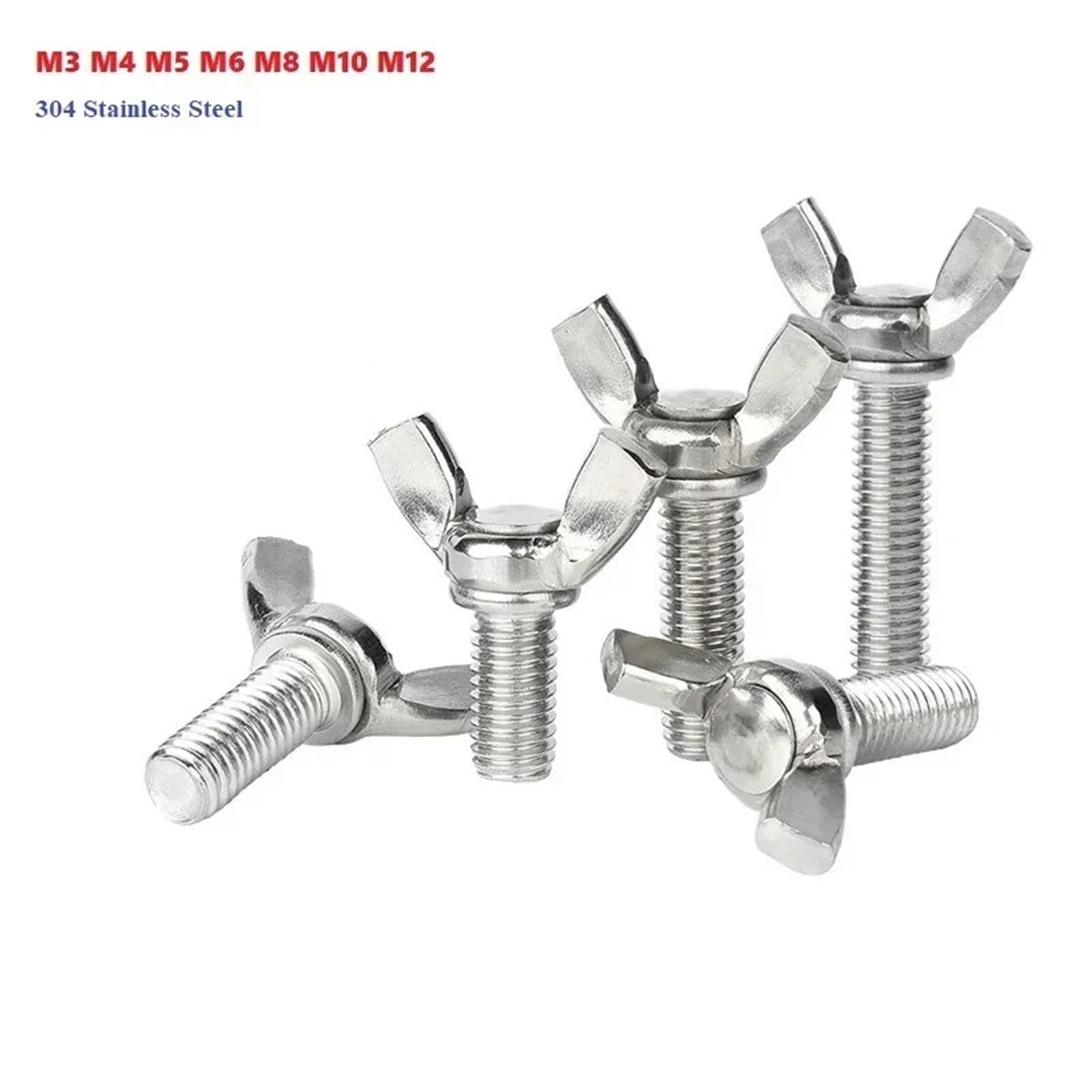 Juego de pernos de tuercas de mariposa de acero inoxidable 304, tornillos de mariposa de doble ala for maquinaria, muebles, electrónica(M10x60mm-1pcs)