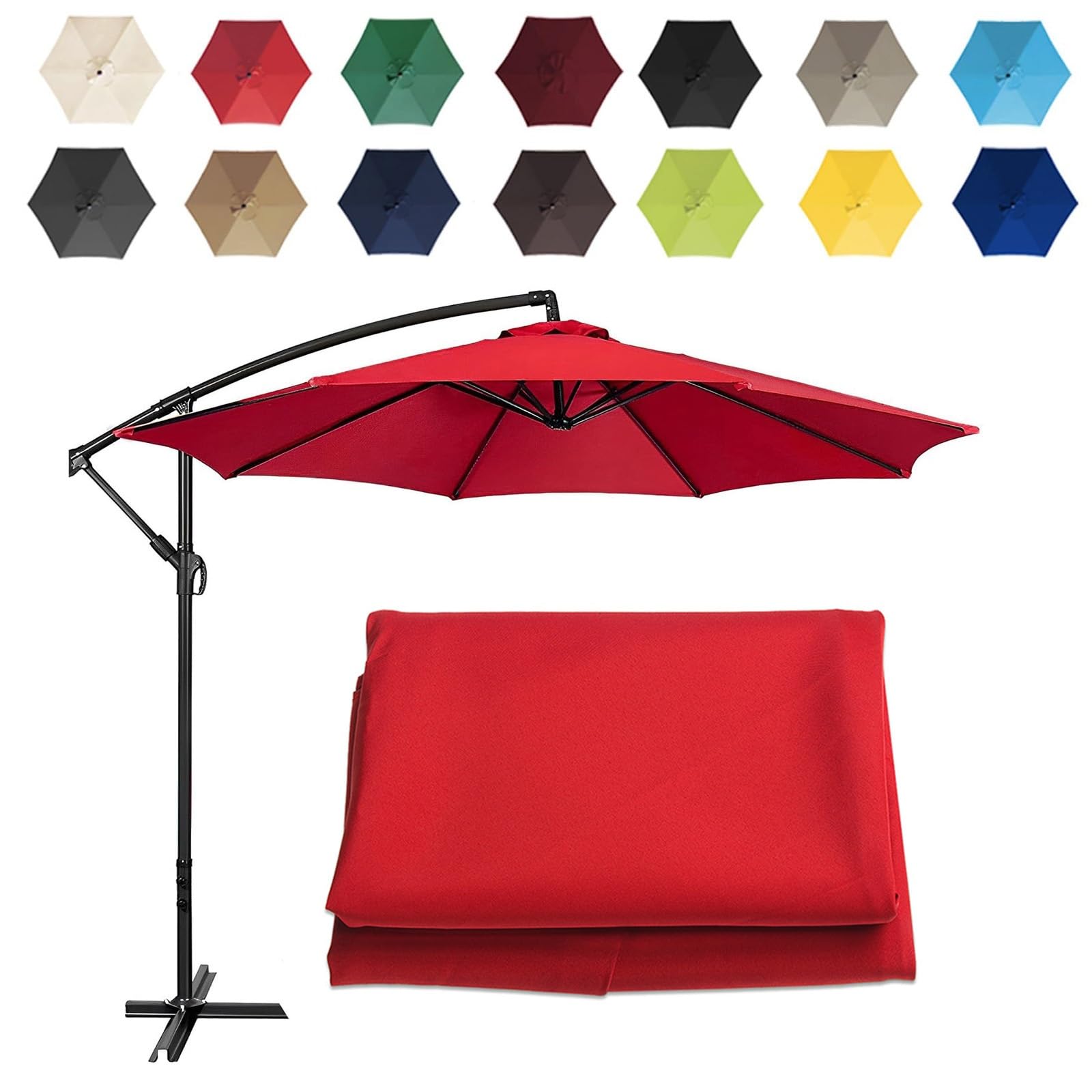 2/2.7/3m Umbrella Replacement Cloth, UV Protection Replacement Parasol Fabric Canopy, 6 Arms/8 Arms Garden Parasol Canopy Cover, For Patio Sun Umbrella, Cantilever Parasols ( Color : Red , Size : (6Ri