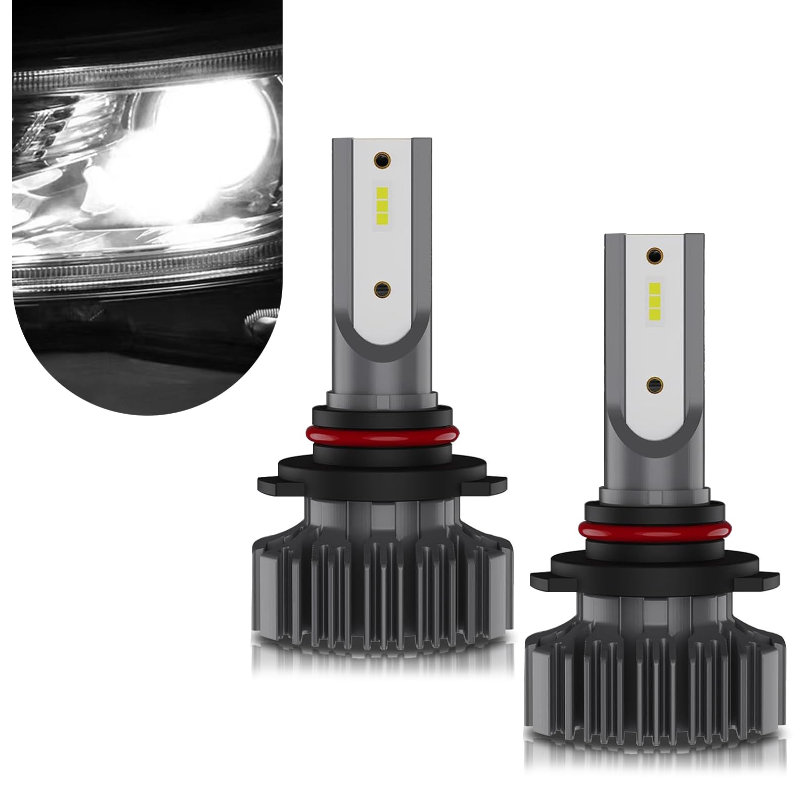 2 PCS 9005 Fog Light, 6000 K IP67 Waterproof COB Chip High Brightness Bulb, High Beam Low Beam Bulb Combination Kit, Universal for Most Car Front Lighting Bulb Replacement Parts (White #9005)