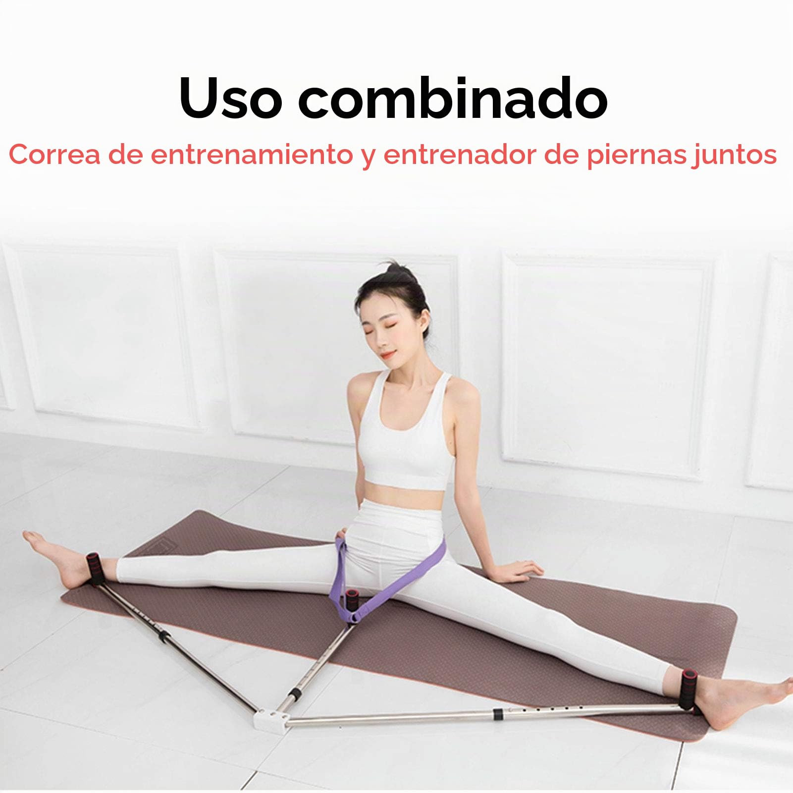 Barra Separadora de Piernas, Dispositivo de Estiramiento a 3 Barras en Acero Inoxidable, Separador Ajustable 58,8-106 cm, Máquina para Hacer Split para Adultos Yoga Danza Fitness en Casa