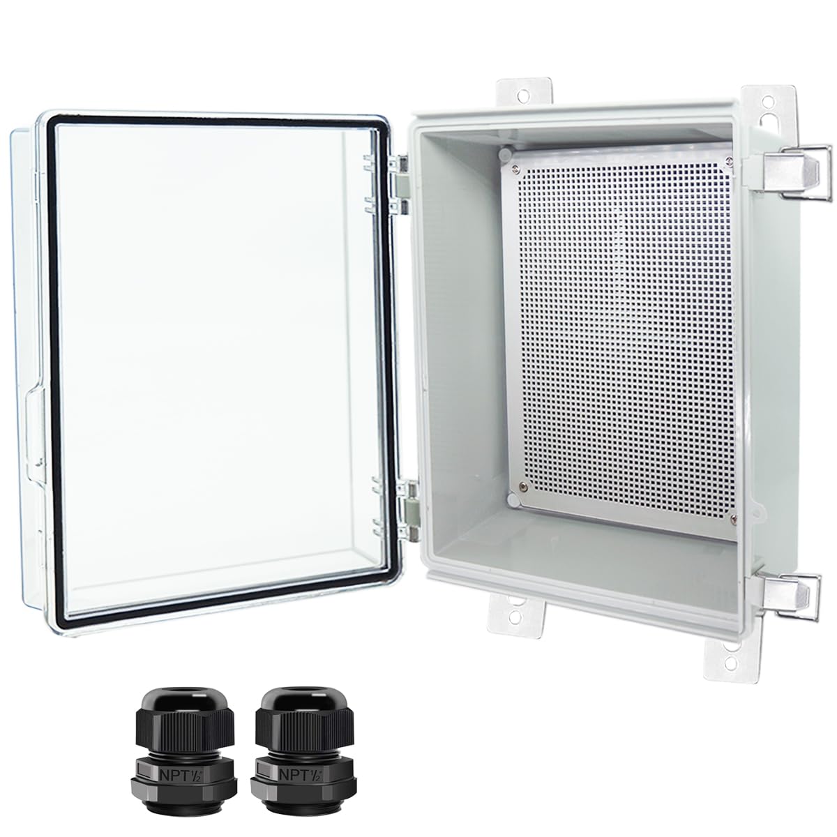 Junction Box,IP67 Waterproof Electrical Box Hinged Clear Cover Stainless Steel Latch Project Box Enclosure with Mounting Plate & Wall Bracket, Black 11.8 x 7.9 x 6.7inch(300x200x170mm) — Amazon image 24