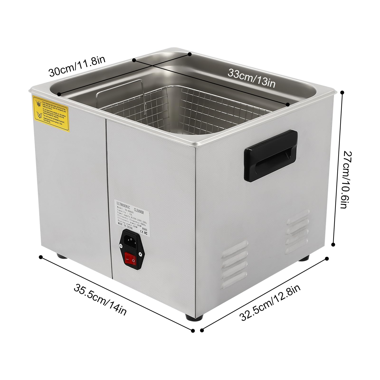 Máquina de limpieza ultrasónica, máquina limpiadora ultrasónica - Tanque de baño digital industrial con calentador y temporizador para joyería, gafas, instrumental dental, equipo médico, ace