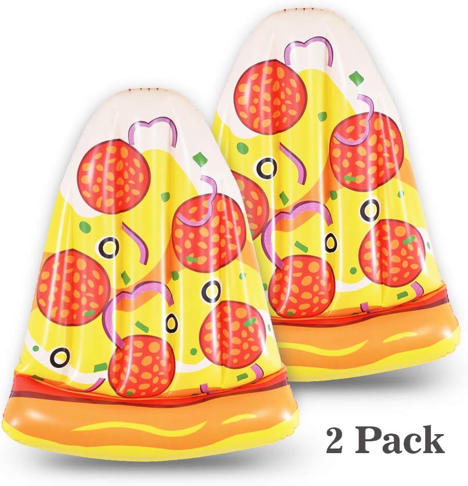 Pizza Pool Float 2 Pack, 50 Inches Summer Fun Inflatable Pizza Slice Float for Kids, Swim Aid Pool or Beach Toys