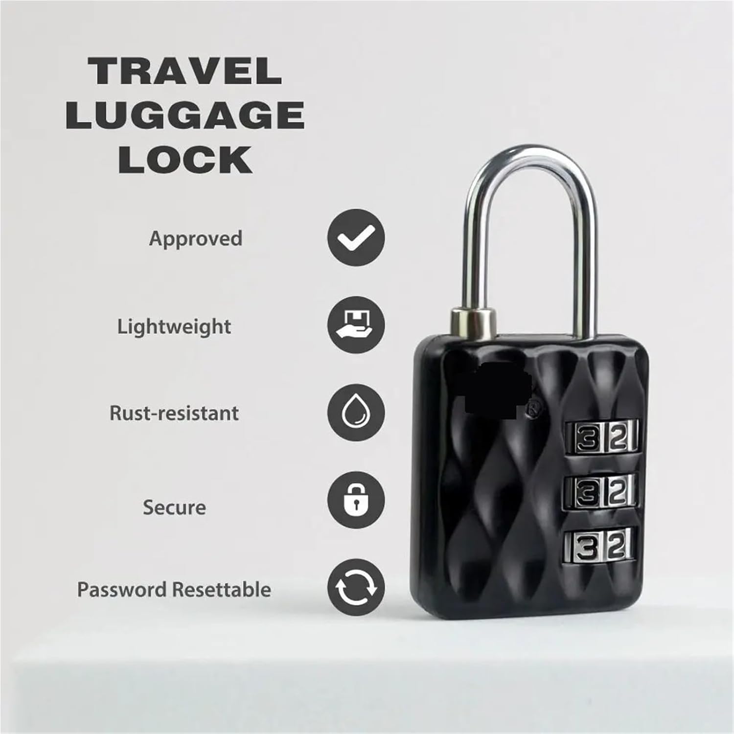 Creative Wave Pattern Password Lock Suitcase Luggage Backpack Zinc Alloy Coded Lock 3 Dial Digit Combination Lock 1Pcs(Silver)