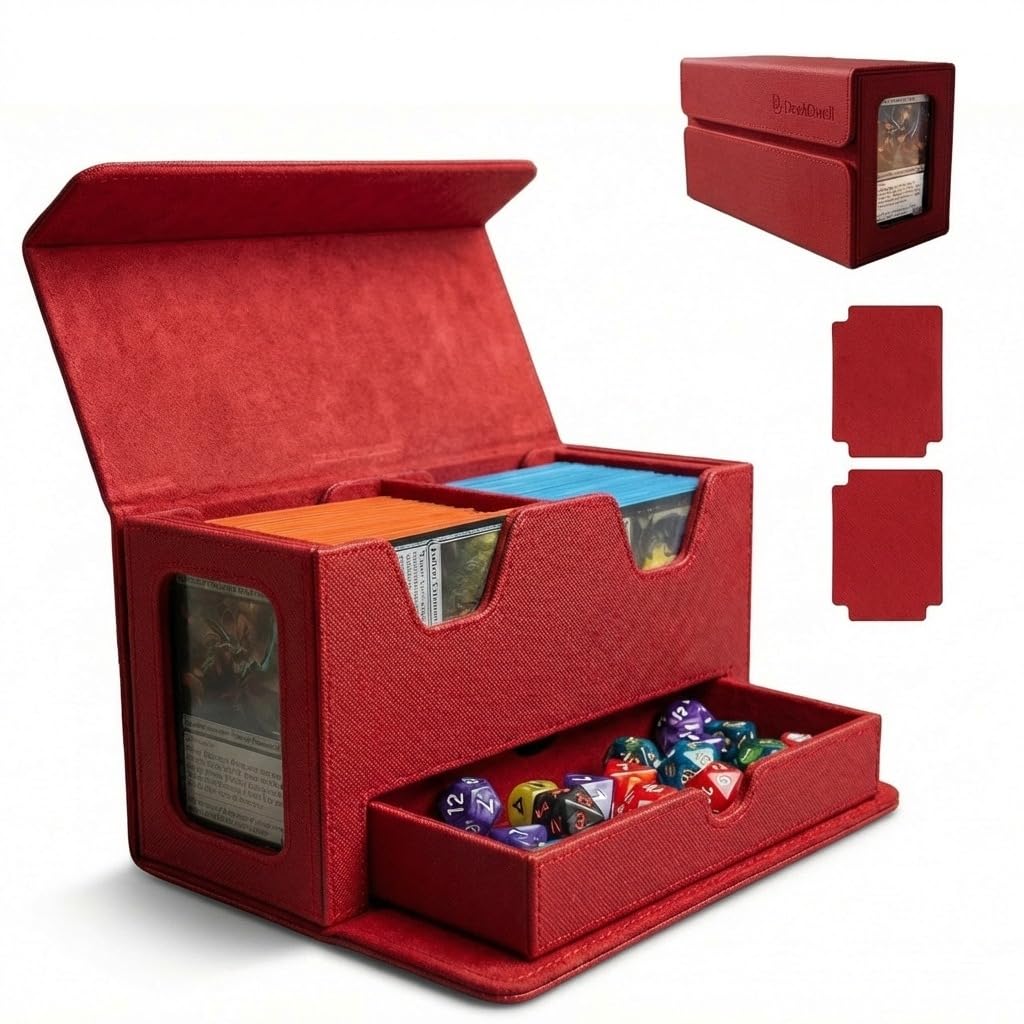 DeckDwell Double deck box, mtg commander box with 2 Commander Display & 1 Dice Tray, Fits 200+ Double Sleeved, tcg deck box for CCG TCG Sports