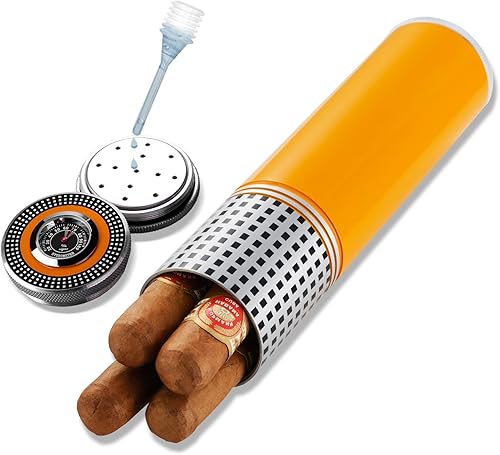 Miniatura 9 de Caja de humidor de cigarros de viaje, caja de metal portátil con tapa hermética, a prueba de olores, humidificador integrado para control de
