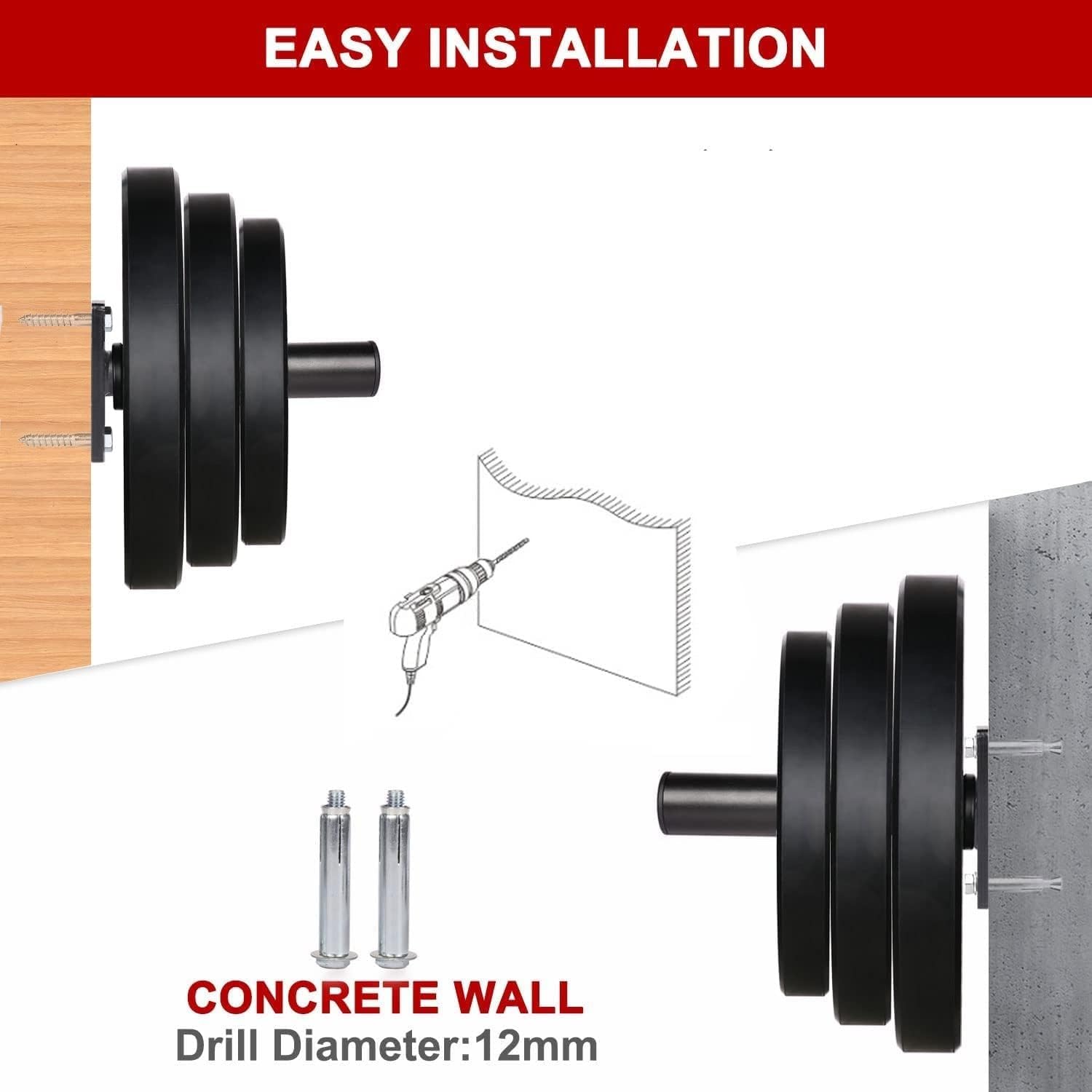IRIS Fitness Wall Mounted Weight Plate Storage Rack for 2-Inch Plates 1