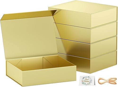 Miniatura 45 de Cajas de regalo con tapas, 11.5 x 7.8 x 3 pulgadas, caja de regalo negra para regalos, cierre magnético para camisetas, guantes, bufandas, libros