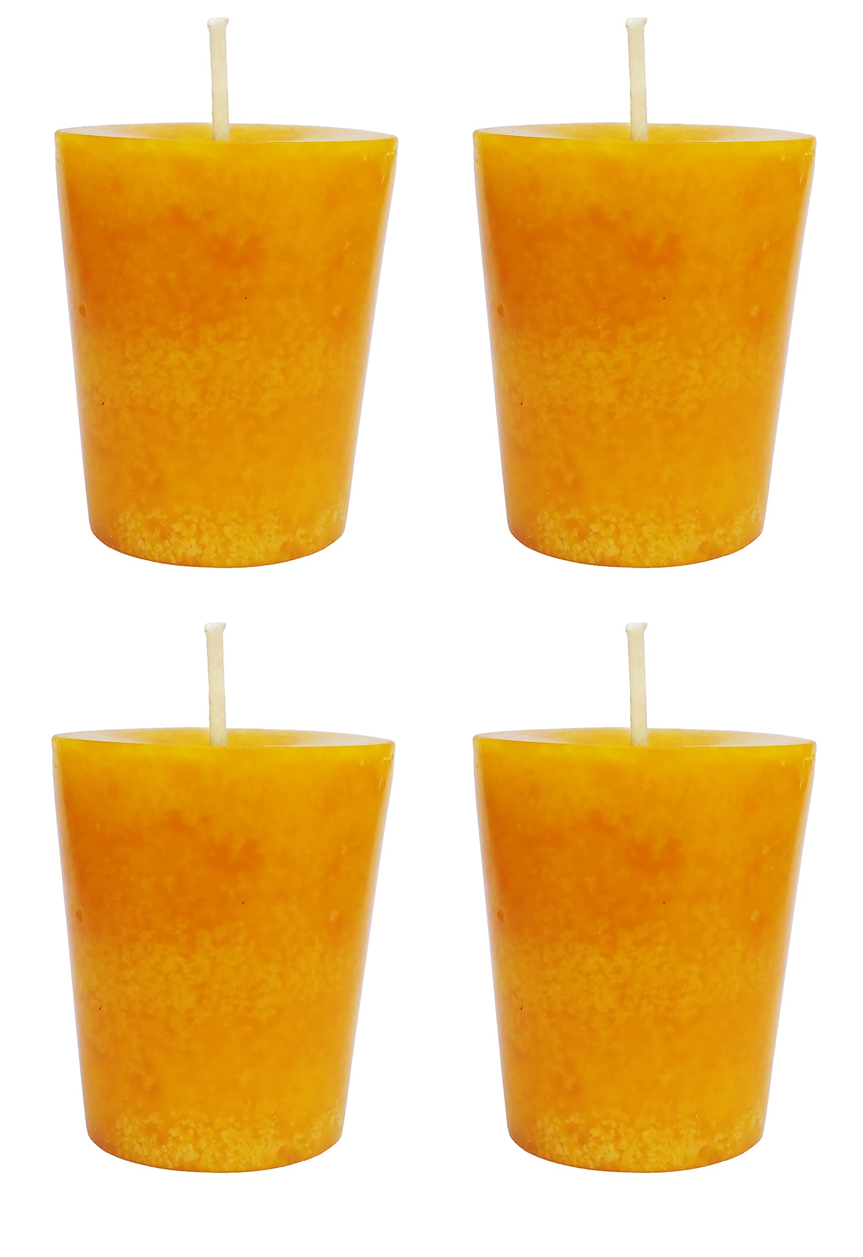 Pure Indian CandlePure Indian Candle Handmade Sandalwood Amber Scented Yellow Mottled Wax Votive Candle PIC0319 (Pack of 4 pcs.)