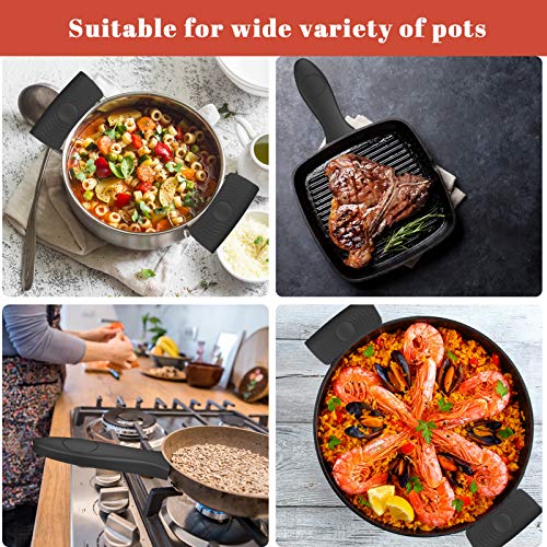 4 Pack Silicone Hot Skillet Handle Holder And Pot Holders Cover Sleeve, Heat Resistant Cast Iron Potholder Protectors Grip, Anti-Spill Non-Slip Cookware Handles For Pans,Oven #TOP5