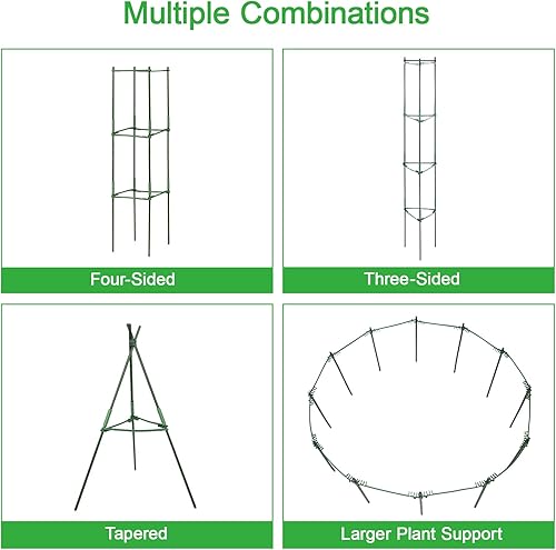 Miniatura 9 de GROWNEER Jaulas de tomate ajustables de hasta 74 pulgadas de alto, 6 paquetes de jaulas de plantas de 4 niveles, jaulas de jardín de tomates