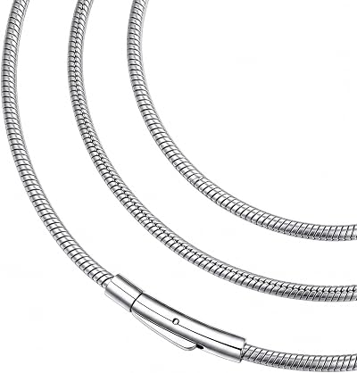 ChainsPro Stainless Steel Snake Chain Necklace for Women Men, Hidden Clasp