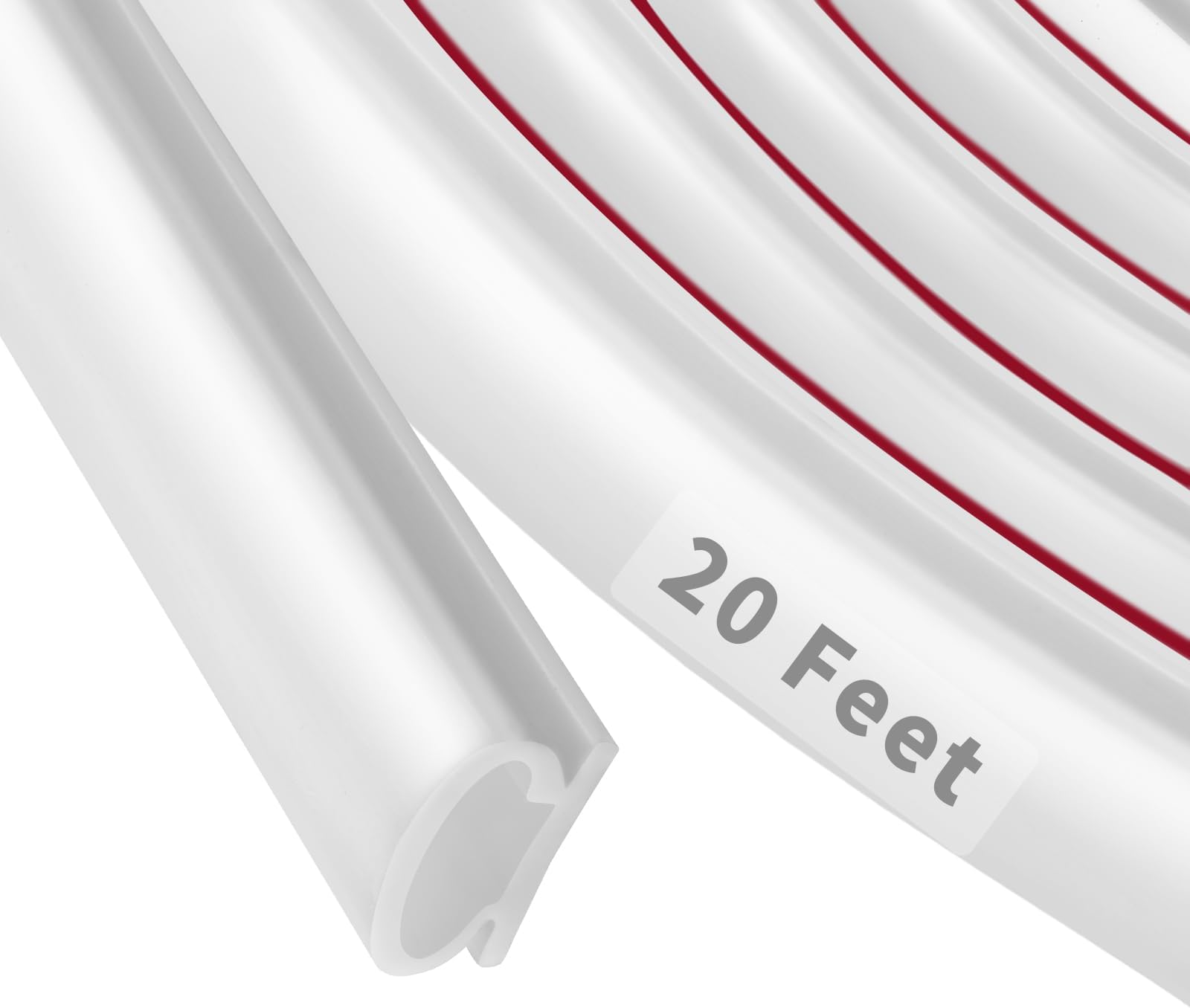 20 Feet Rubber Weather Stripping Door Seal Strip, Self-Adhesive Backing D-Shape Door Weatherstripping for Door Frame Insulation Large Gap, Easy Cut to Size(White)