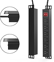 Vista 2 de BTU Regleta de alimentación de 6 tomas, protector de sobretensiones de montaje en metal, toma de corriente de montaje en pared resistente para uso