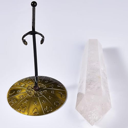 Miniatura 2 de Cetro de cristal blanco con punta de varita de cristal curativo largo, piedra decorativa, meditación Reiki con soporte de exhibición, decoración de