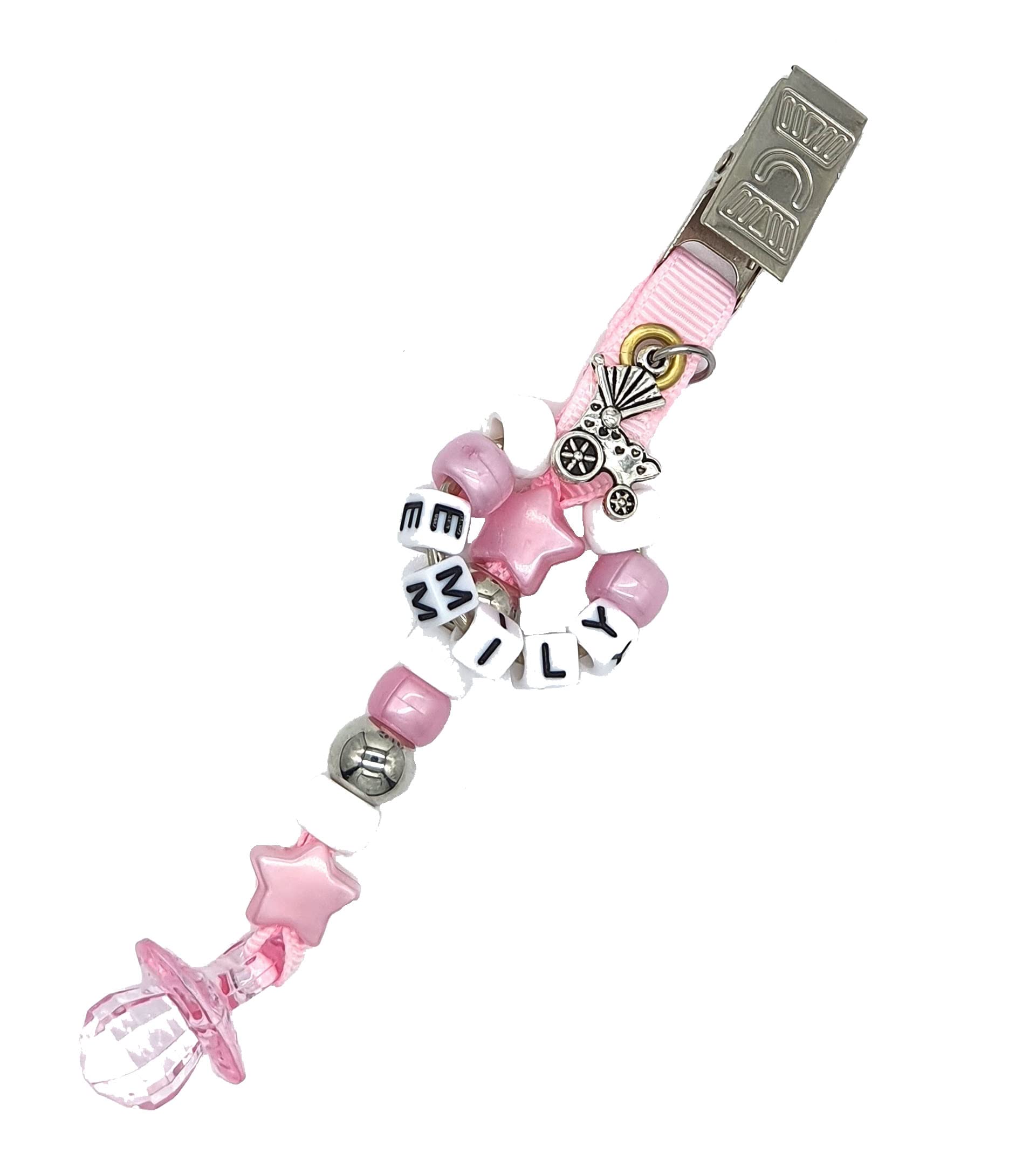 Personalised Stunning pram charm with pacifier charm boys/girls