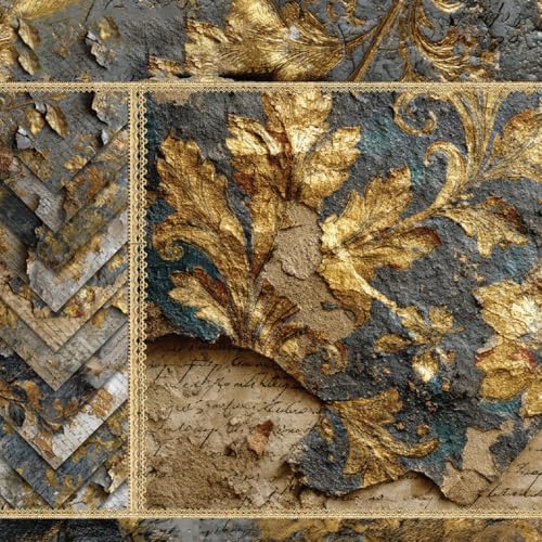 24 Blatt Scrapbook Papier Set,15,2x15,2cm Nat&uuml;rlich-elegantes Designpapier f&uuml;r Scrapbooking und Origami,Bastelpapier mit Naturinspiration,Decoupage Papier f&uuml;r M&ouml;bel (Retro-Kapitel, 15,2x15,2cm)