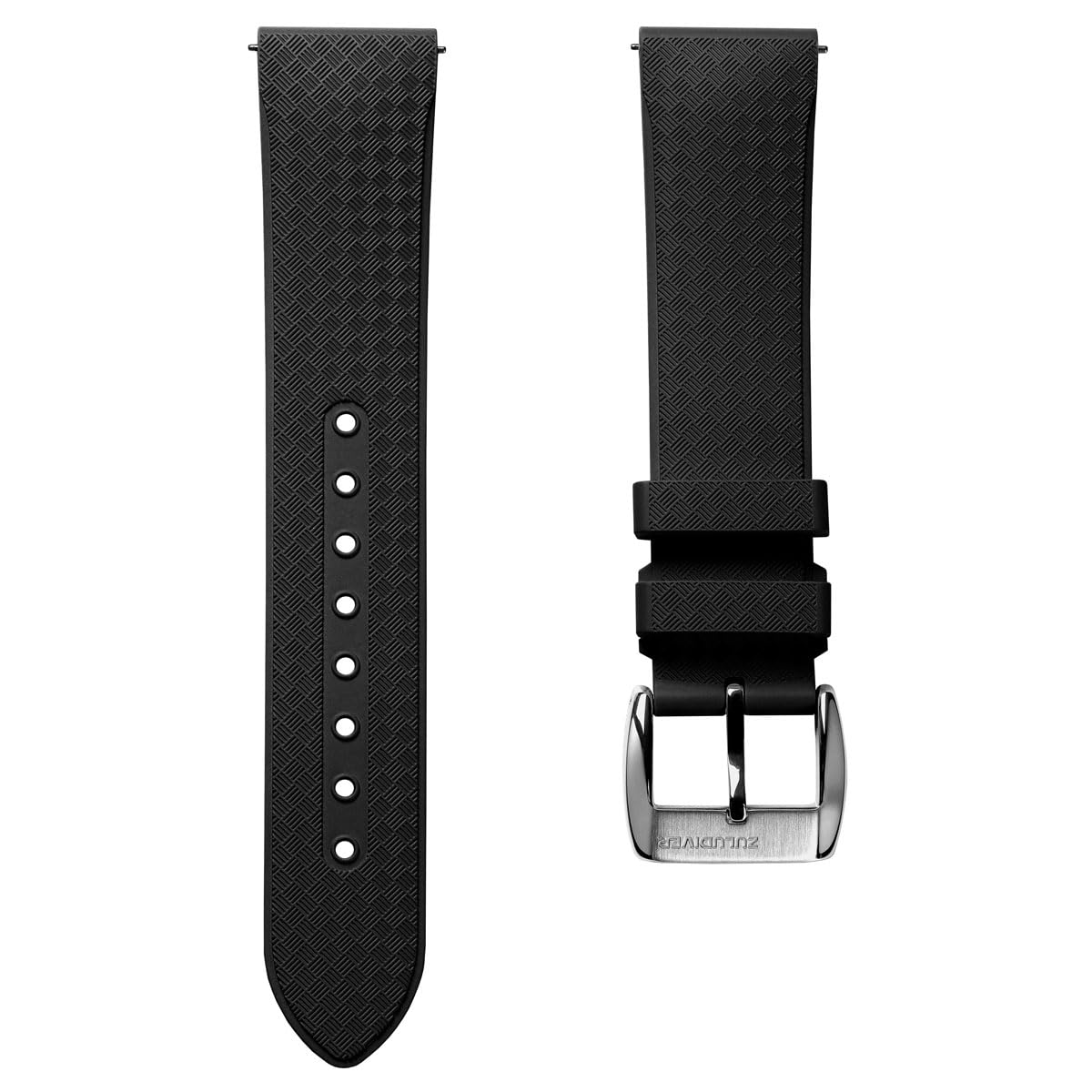 ZULUDIVER StormForce Rubber Watch Strap, Abyss Black, 20mm