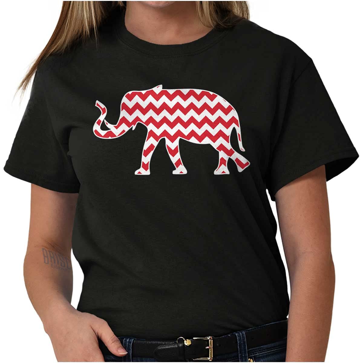 Classic TeazeAlabama Bama Elephant Chevron Print Womens Graphic T Shirt Tees