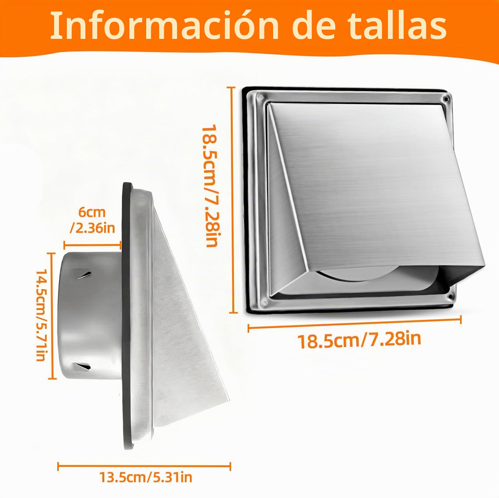 rejilla de ventilación de acero inoxidable de Φ150 mm, con red a prueba de insectos, rejilla de ventilación de conducto circular adecuada para conductos del sistema de ventilación mecánica