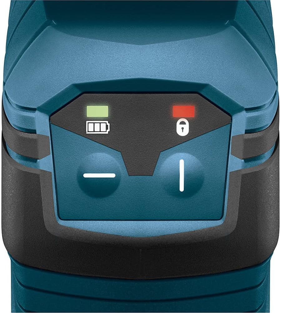 Close-up of the control panel on the Bosch GLL75-40G laser level.