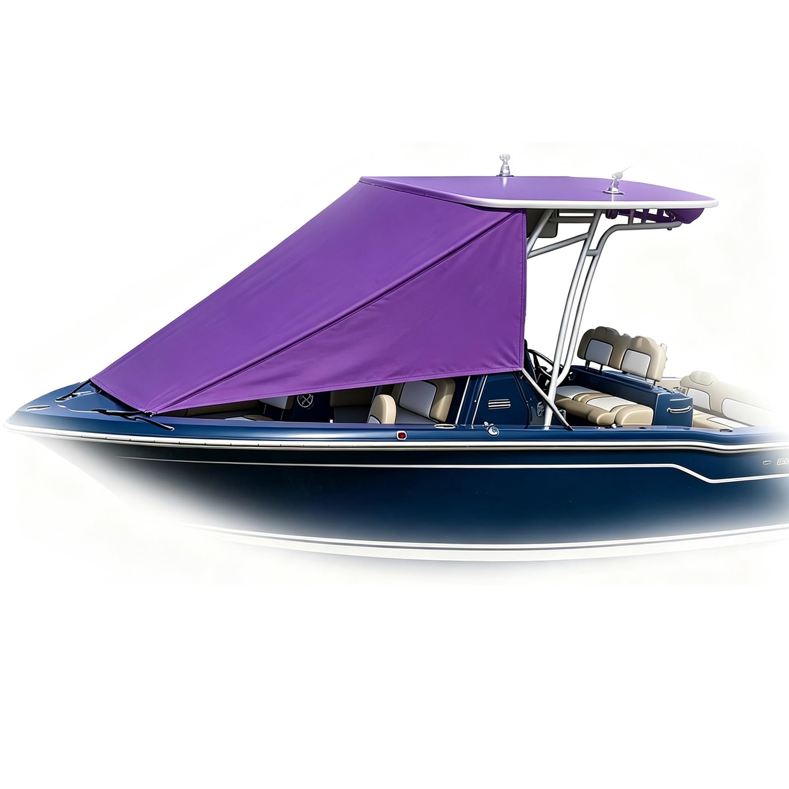 Adjustable T-Top Boat Bimini Top Shade Cover, Waterproof UV Protection Canopy, 7 Colors Optional, Universal Replacement Awning for Most Center Console Boats(Purple,200x245cm)