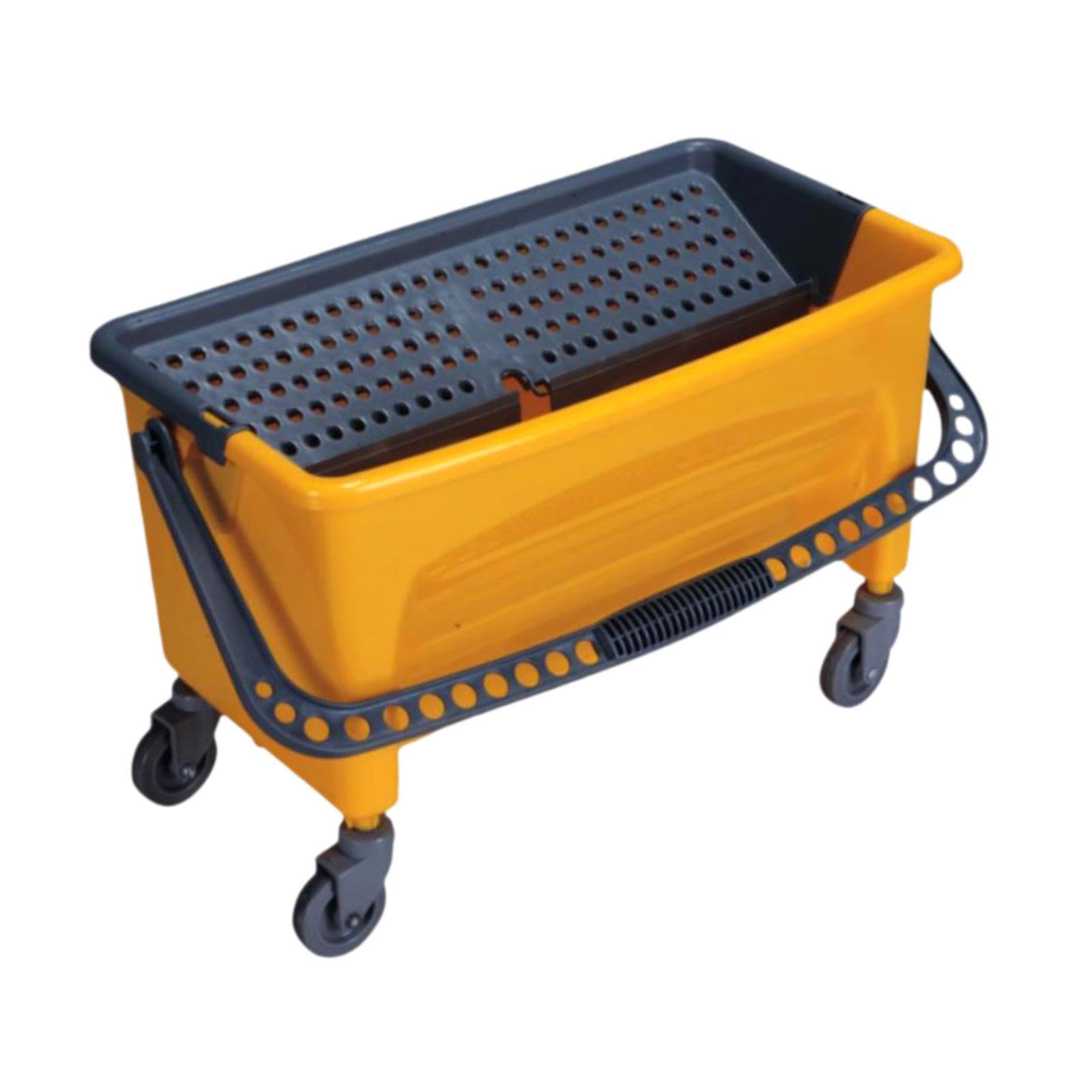 Cubo de Rectangular con Asa Reforzada Y Ruedas Giratorias Cubo Portátil con Escurridor Eficiente para Limpieza de Suelos Material PP, Amarillo, Individual