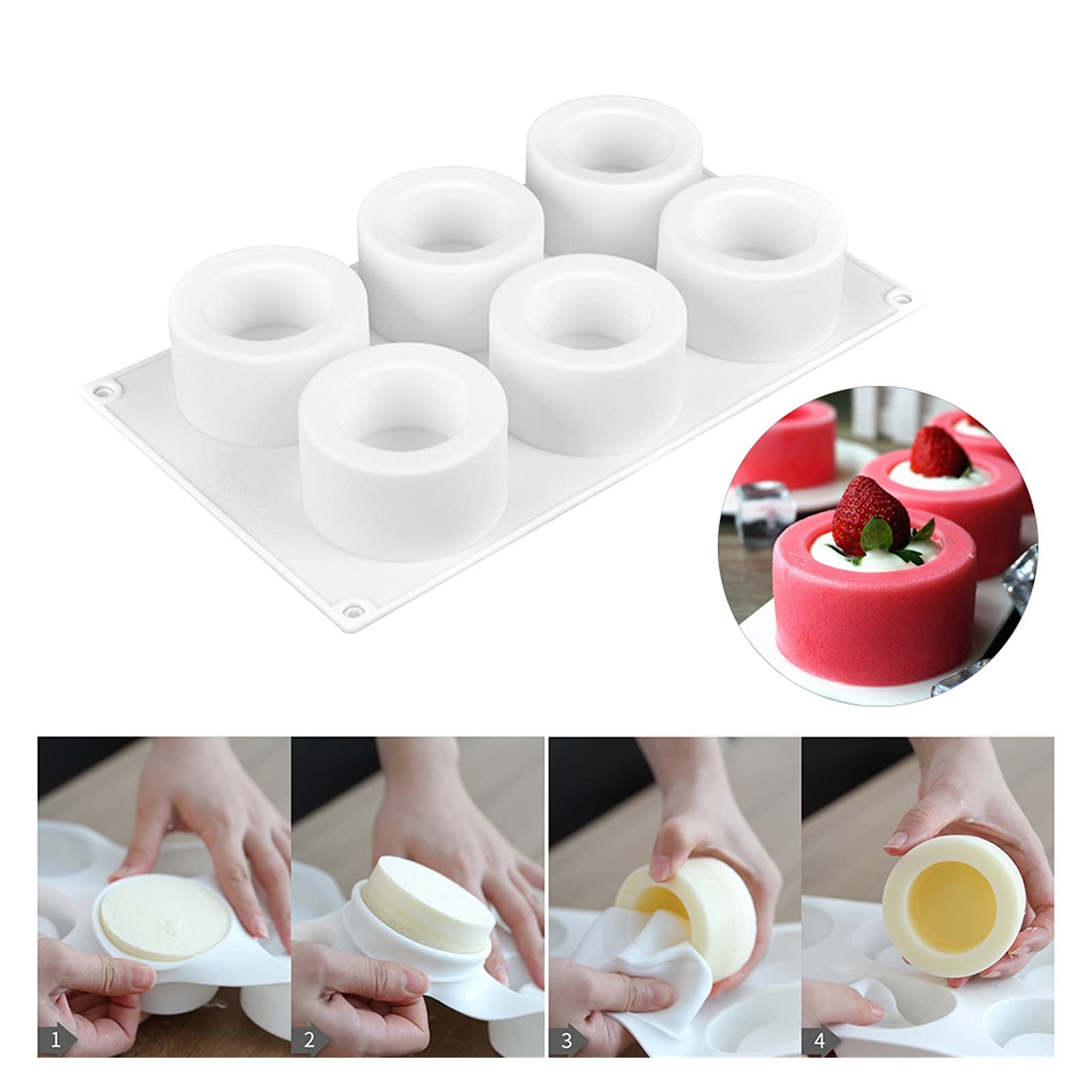 Molde for hornear, Molde for pasteles, Hornear HUANGXING - Molde de silicona 3D 6 agujeros Pudín Cupcake Art Cake Mold Hornear Pasteles Mousse Chocolate Mold Cake Herramientas Sartenes