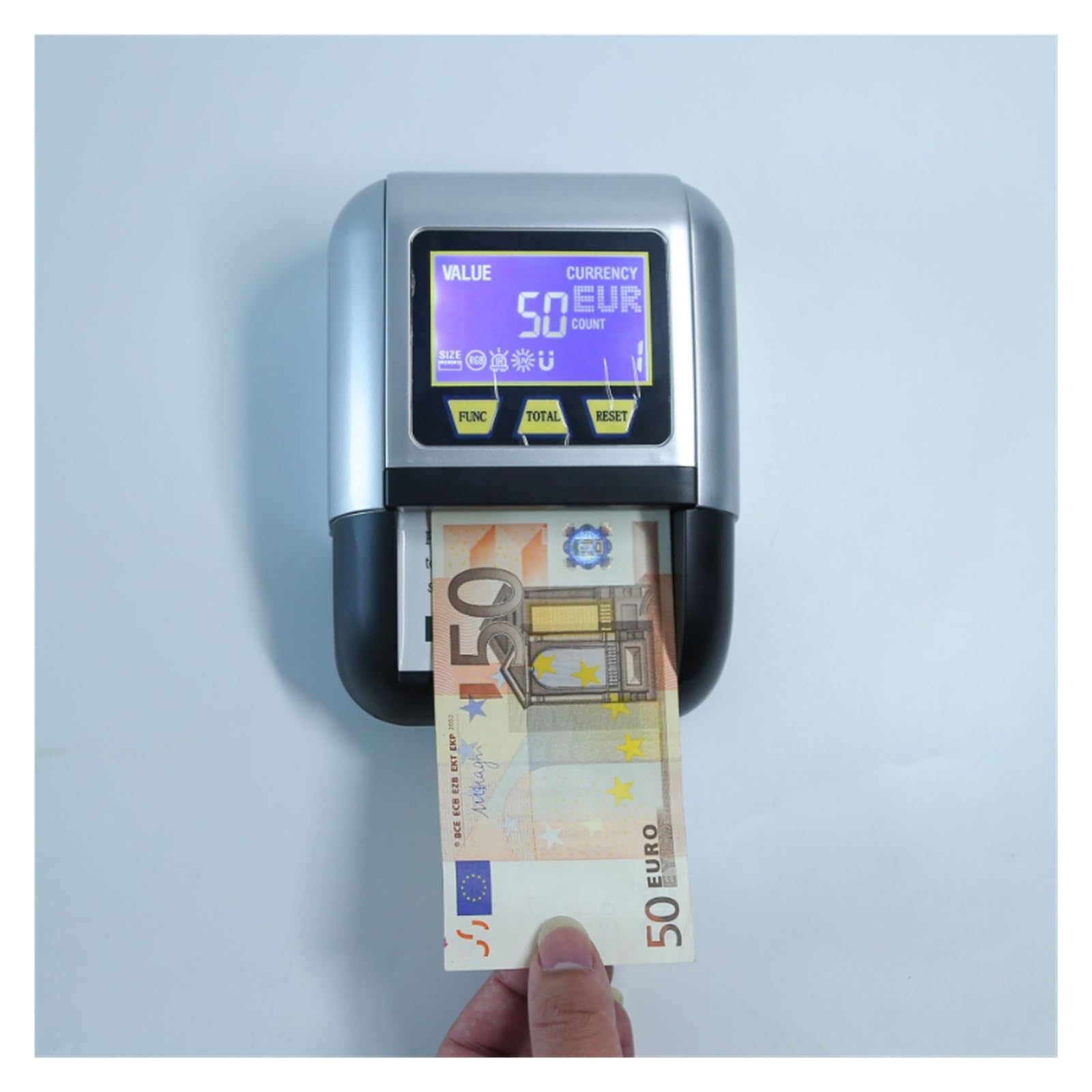 Licznik pieniędzy, Przenośna liczarka banknotów wielowalutowych do międzynarodowej gotówki