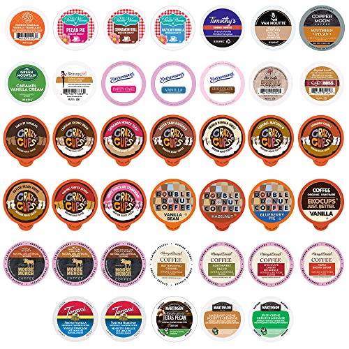 Crazy Cups Pod Variety Pack - Unique Flavors of Chocolate, Vanilla, Caramel, Coffee Capsules, Flavored Coffee, 40 Count