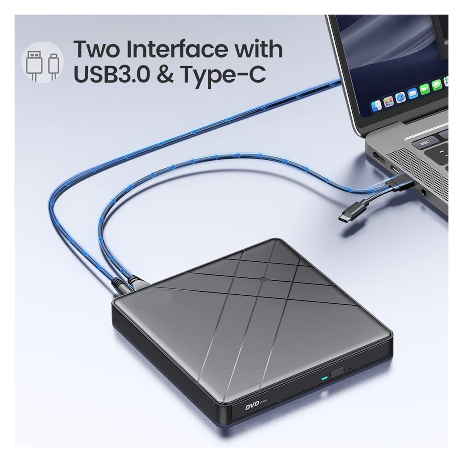 Portable 5 "CD R/RW ROM DVD RAM DL Lecteur De Disque Graveur Enregistreur Lecteur Optique Externe Boîtier for Ordinateur Portable(A with Hub)