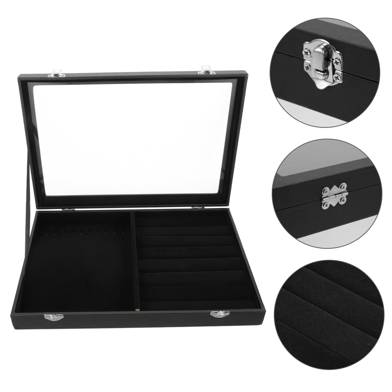 Mipcase Caja Organizadora de Joyas Negra con Tapa Estuche de Almacenamiento para Collares y Anillos Organizador Compacto y Duradero para Pendientes y Pulseras