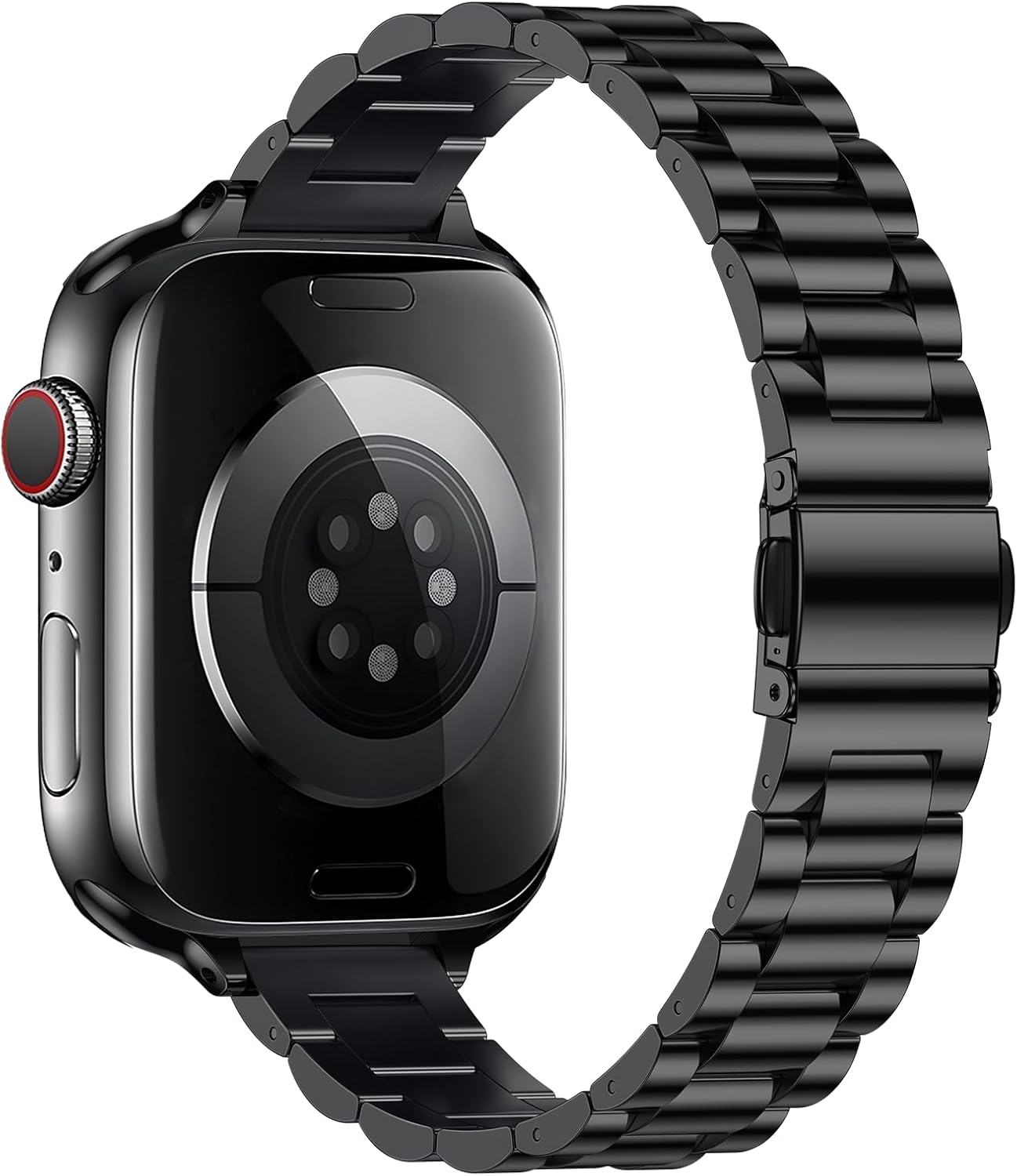 Tasikar Thin Band Compatible with Apple Watch Band 49mm 46mm 45mm 44mm 42mm Women Stainless Steel Metal Replacement Strap Compatible with iWatch Ultra 3 2 1 SE Series 11 10 9 8 7 6 5 4 3, Black - Image 2