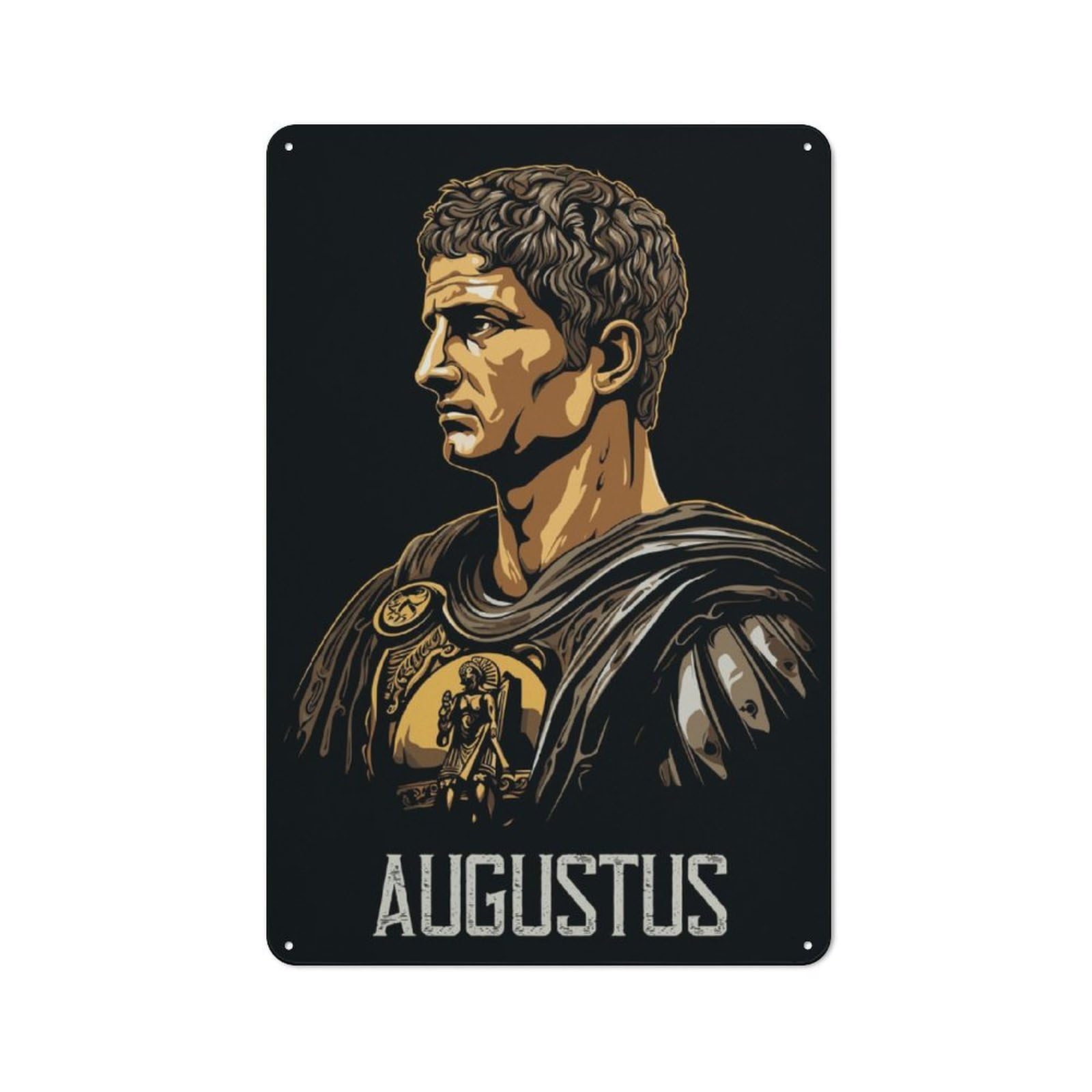 Junmoney Emperor Augustus Octavian 30X20cm Industrial-Style Tin Sign With For Hallway Wall, A Metal Wall Feature For A Newly Arranged Hallway